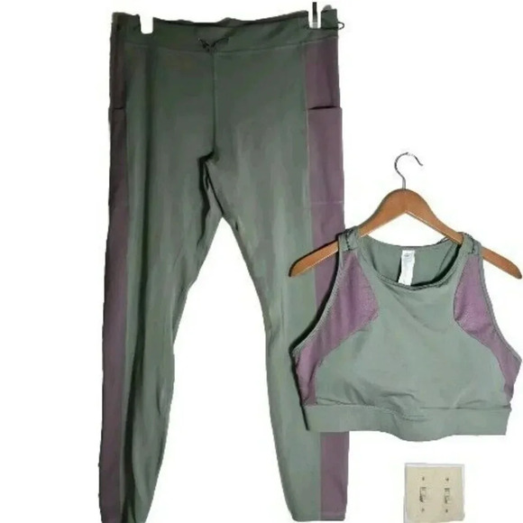 Motion365+ Contour High-Waisted Legging Size XXL Green & Purple Lace Back - Picture 4 of 16